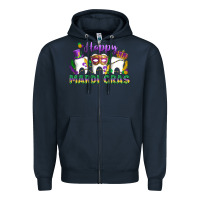 Navy mardi gras celebration with teeth Zipper Hoodie - LillyAllenDesigns