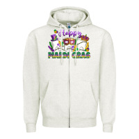 Oatmeal Heather mardi gras celebration with teeth Zipper Hoodie - LillyAllenDesigns