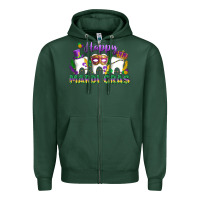 Sports Green mardi gras celebration with teeth Zipper Hoodie - LillyAllenDesigns