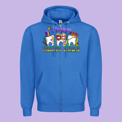 Mardi Gras Celebration With Teeth Zipper Hoodie Designed By Lillyallendesigns