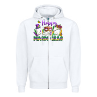 White mardi gras celebration with teeth Zipper Hoodie - LillyAllenDesigns