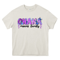 Cream ohana means family with stitch Heavy Core Tee - texasbilliewilder