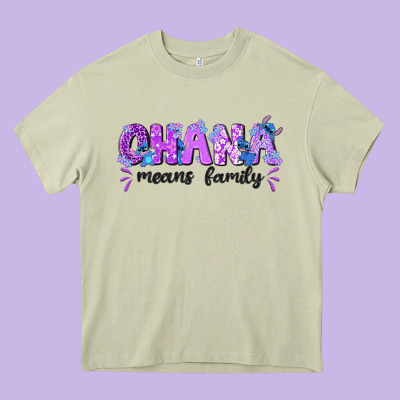Ohana Means Family With Stitch Heavy Core Tee Designed By Texasbilliewilder