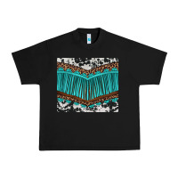 Black western cowhide leopard turquoise fringed Urban Heavy Tee - BarkalooDesign