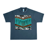 Midnight Navy western cowhide leopard turquoise fringed Urban Heavy Tee - BarkalooDesign
