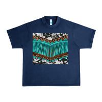 Navy western cowhide leopard turquoise fringed Urban Heavy Tee - BarkalooDesign