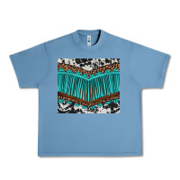 Pebble Blue western cowhide leopard turquoise fringed Urban Heavy Tee - BarkalooDesign