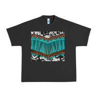 Pigment Black western cowhide leopard turquoise fringed Urban Heavy Tee - BarkalooDesign