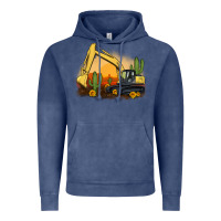 Vintage Denim excavator cactus sunflower sunset Vintage Hoodie - Artiststas