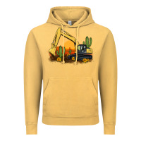 Vintage Mustard excavator cactus sunflower sunset Vintage Hoodie - Artiststas