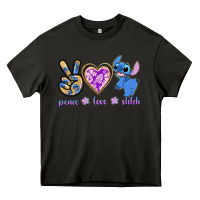 Asphalt peace love stitch Heavy Core Tee - texasbilliewilder