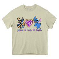 Mossy peace love stitch Heavy Core Tee - texasbilliewilder