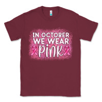 Burgundy in october we wear pink leopard glitter Classic Tee - AdoDesignShop