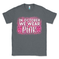 Charcoal Heather in october we wear pink leopard glitter Classic Tee - AdoDesignShop