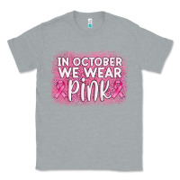 Heather Grey in october we wear pink leopard glitter Classic Tee - AdoDesignShop