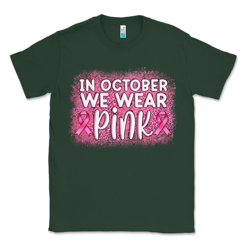In October We Wear Pink Leopard Glitter Classic Tee by AdoDesignShop | Teevron