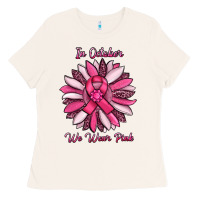 Bone in october we wear pink sunflower Ladies Tee - RanaPortraitStore