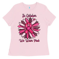 Bubblegum Pink in october we wear pink sunflower Ladies Tee - RanaPortraitStore