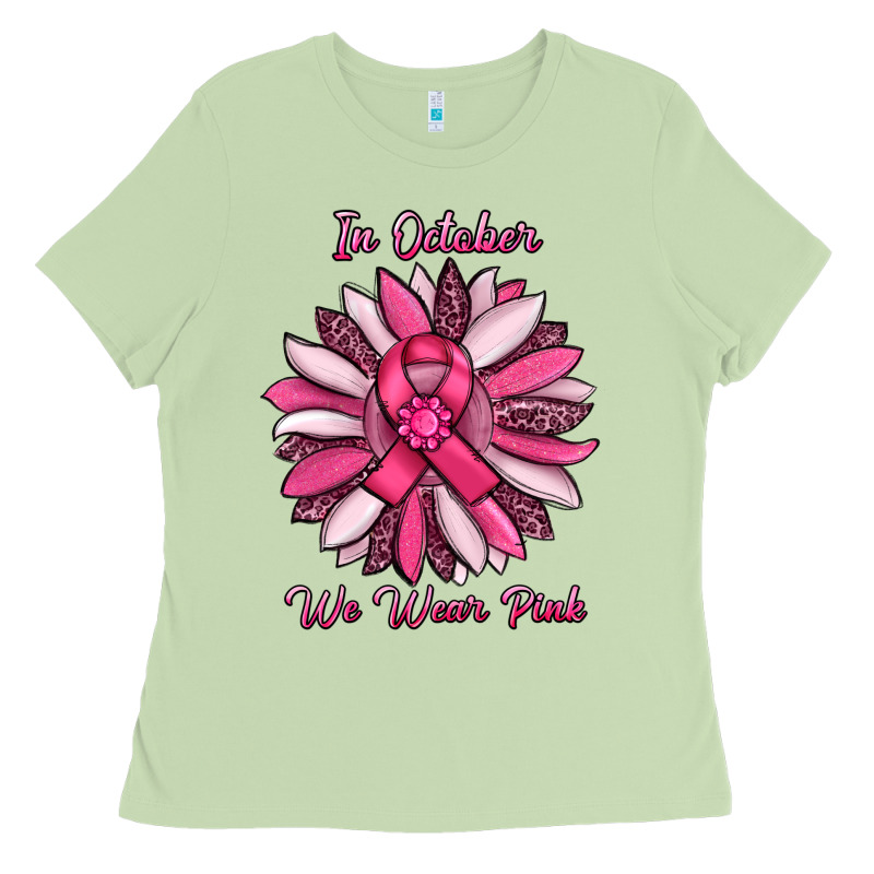 In October We Wear Pink Sunflower Ladies Tee by RanaPortraitStore | Teevron