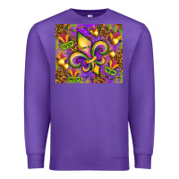 Purple Mardi Gras fleur de lis Premium Sweatshirt - NancyCooperArtShop