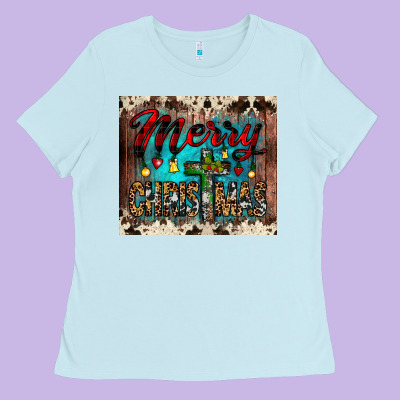 Merry Christmas Cross Tumbler Ladies Tee Designed By Jahusdesignshop