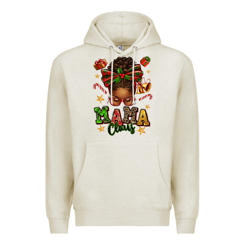 Mama Claus Afro Messy Bun Premium Hoodie by texasbilliewilder | Teevron