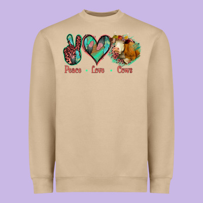 Peace Love Cows Heavyweight Sweatshirt Designed By Jasminsmagicworld