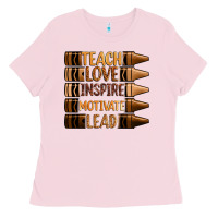 Bubblegum Pink teach love inspire motivate lead Ladies Tee - Zillion Design Studio