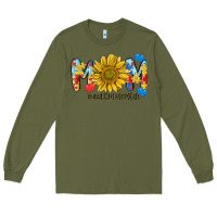 Army Green autism mom life sunflower Long Sleeve Tee - MaliasSmallBusiness