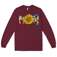 Burgundy autism mom life sunflower Long Sleeve Tee - MaliasSmallBusiness