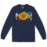Navy autism mom life sunflower Long Sleeve Tee - MaliasSmallBusiness