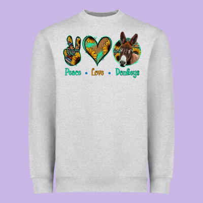 Peace Love Donkeys Heavyweight Sweatshirt Designed By Jasminsmagicworld