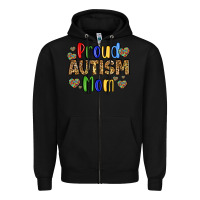 Black proud autism mom design Zipper Hoodie - LillyAllenDesigns