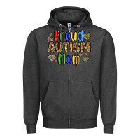 Charcoal Heather proud autism mom design Zipper Hoodie - LillyAllenDesigns