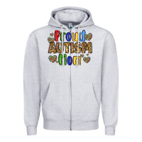 Heather Grey proud autism mom design Zipper Hoodie - LillyAllenDesigns