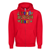 Red proud autism mom design Zipper Hoodie - LillyAllenDesigns