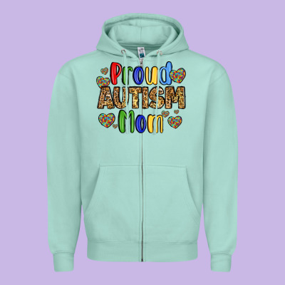 Proud Autism Mom Design Zipper Hoodie Designed By Lillyallendesigns