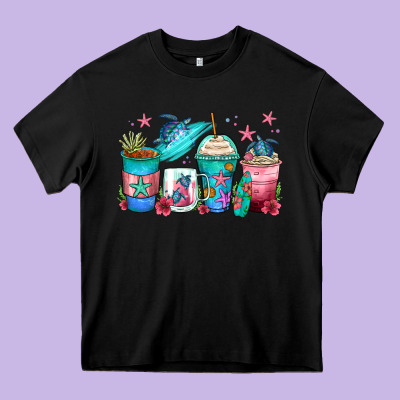 Turtle Coffee Cups Heavy Core Tee Designed By Zillion Design Studio