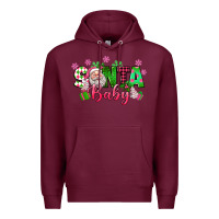 Burgundy santa baby pink christmas Premium Hoodie - texasbilliewilder