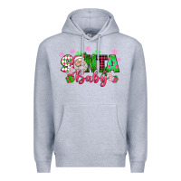 Heather Grey santa baby pink christmas Premium Hoodie - texasbilliewilder