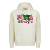 Oatmeal Heather santa baby pink christmas Premium Hoodie - texasbilliewilder
