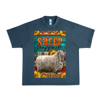 Midnight Navy Western Sheep Happens Sunflowers Urban Heavy Tee - LillyAllenDesigns