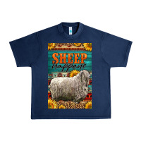Navy Western Sheep Happens Sunflowers Urban Heavy Tee - LillyAllenDesigns