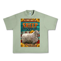 Oil Green Western Sheep Happens Sunflowers Urban Heavy Tee - LillyAllenDesigns