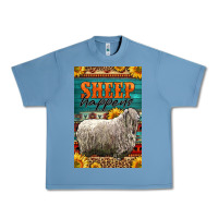Pebble Blue Western Sheep Happens Sunflowers Urban Heavy Tee - LillyAllenDesigns