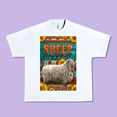 Western Sheep Happens Sunflowers Urban Heavy Tee Designed By Lillyallendesigns