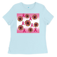 Baby Blue breast cancer awareness sunflower Ladies Tee - RanaPortraitStore