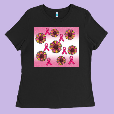 Breast Cancer Awareness Sunflower Ladies Tee Designed By Ranaportraitstore