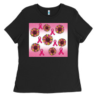 Black breast cancer awareness sunflower Ladies Tee - RanaPortraitStore