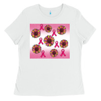 White breast cancer awareness sunflower Ladies Tee - RanaPortraitStore
